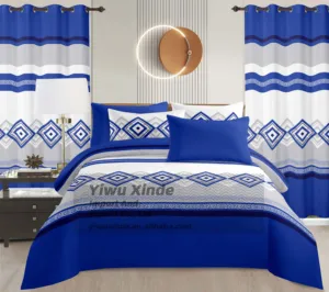 Modern Printed Bedding Eight Unit Set for Contemporary Bedroom Design Fade Resistant Printing Skin Friendly Texture Complete