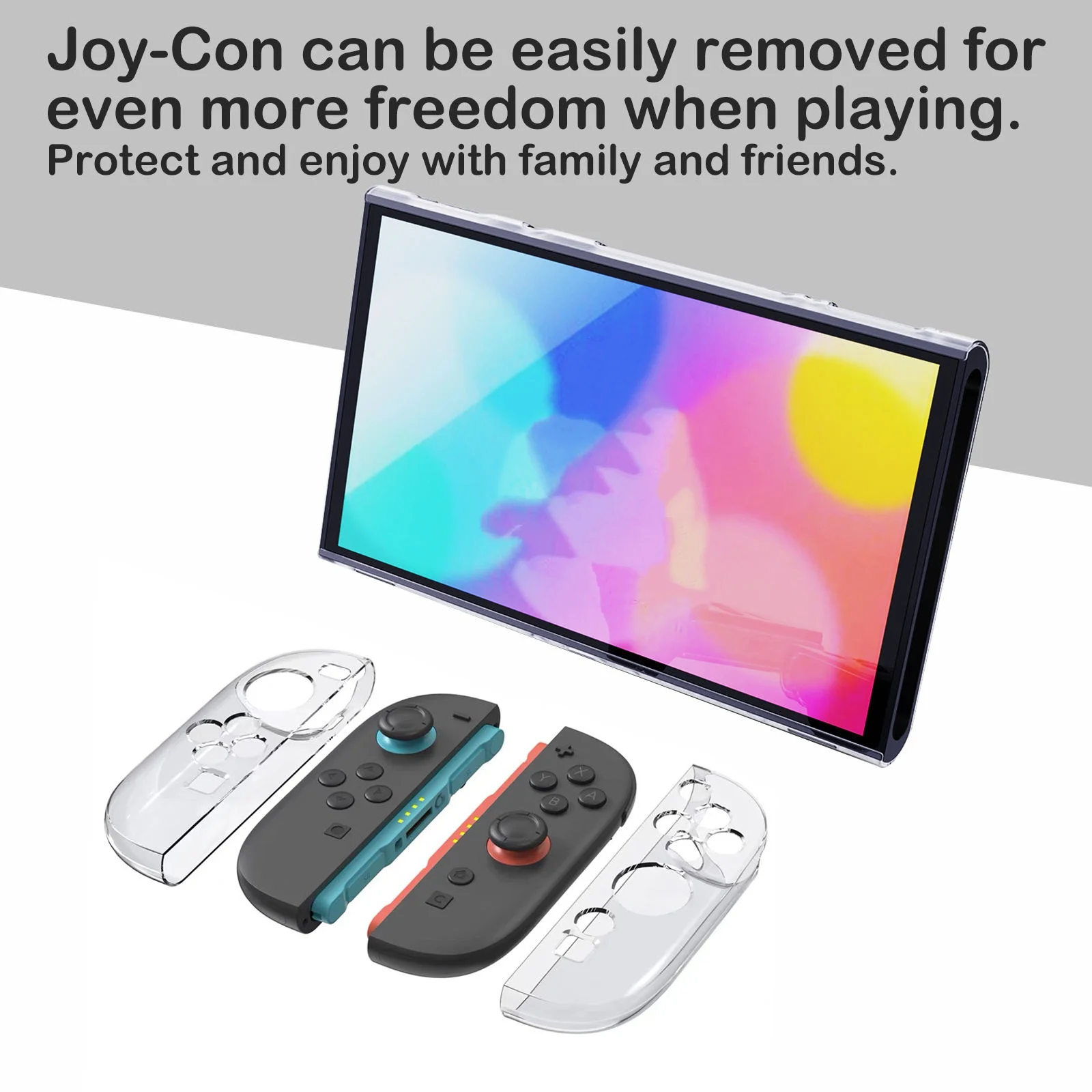 product transparent clear shockproof protective case cover for nintendo switch 2 split grip clear protective case crystal game covers-4