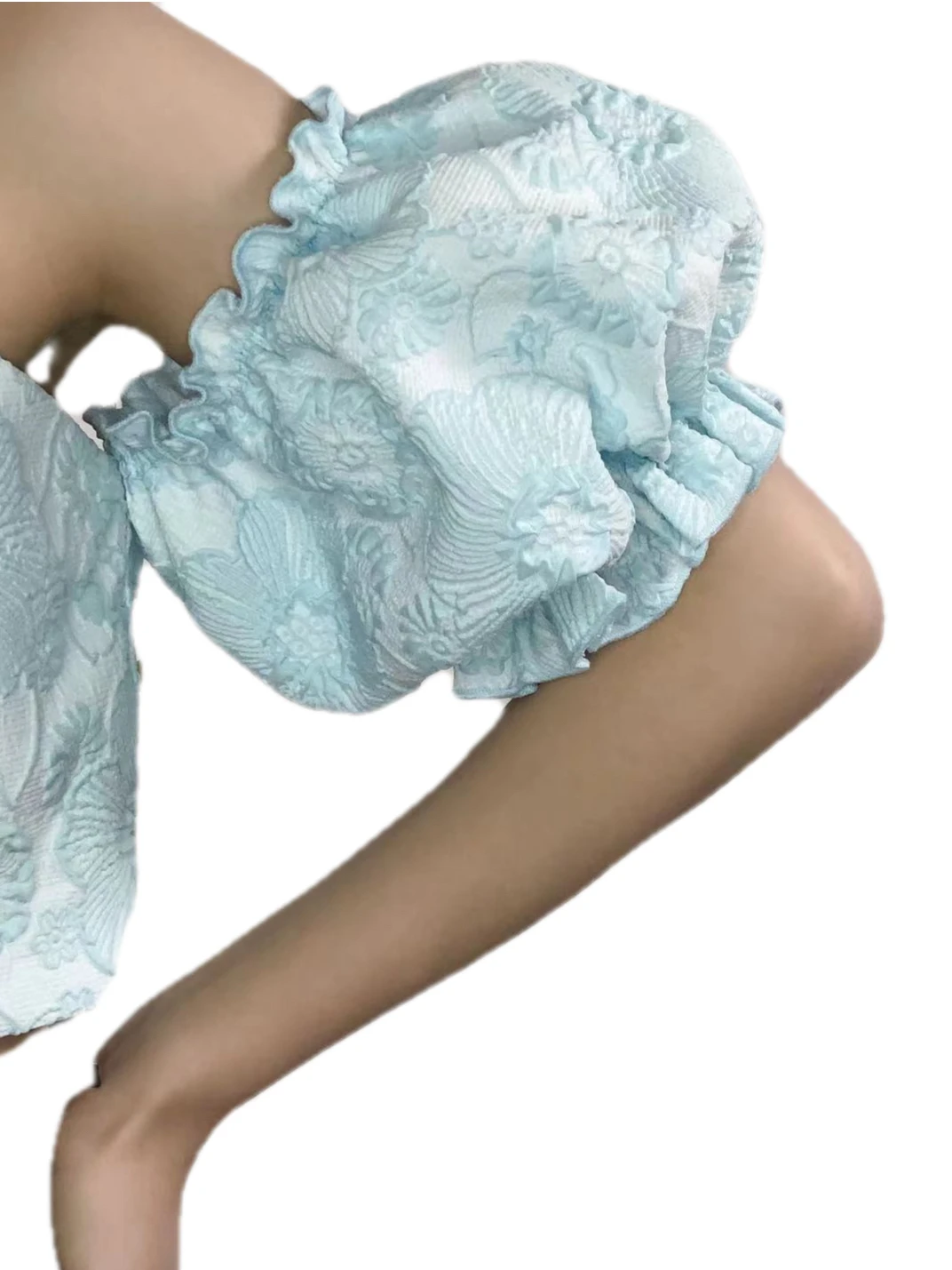 Women's New Fashion Sky Blue Top Off-shoulder Sexy Boob Tube Top Crop Top