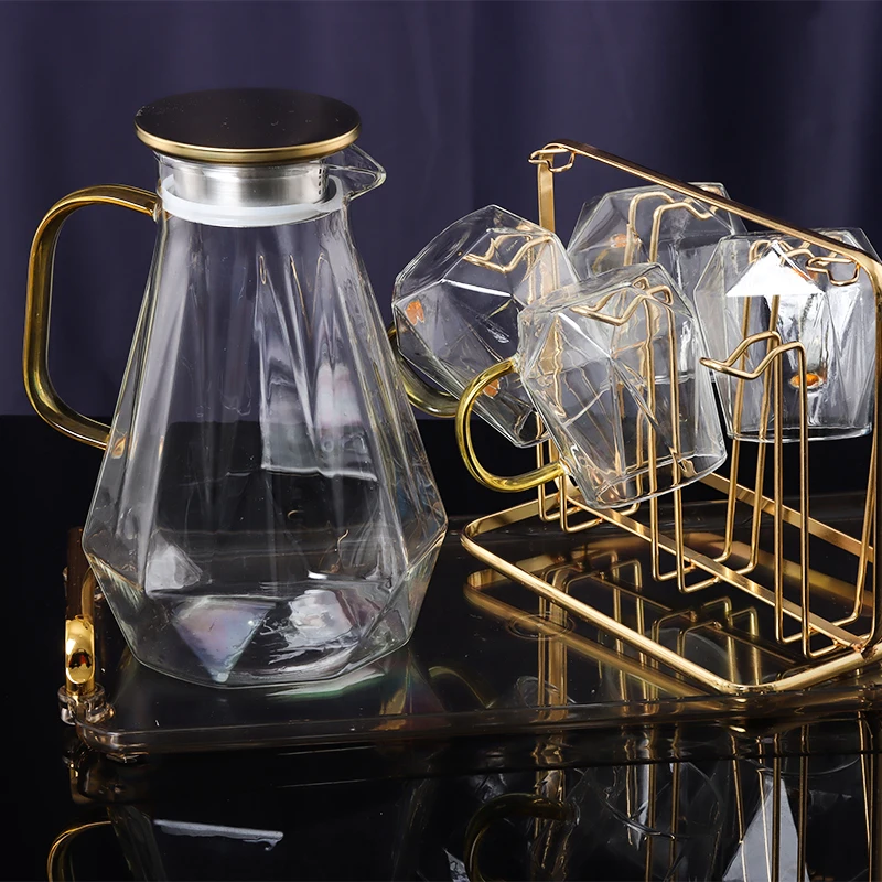 High Borosilicate 50oz 1500ml Glass Pitcher Glass Jug Set With 4 Pieces