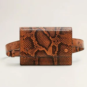 Custom Logo Python Snake Printed Leather Ladies Belt Bag Fashion Waist Purse Fanny Pack for Women