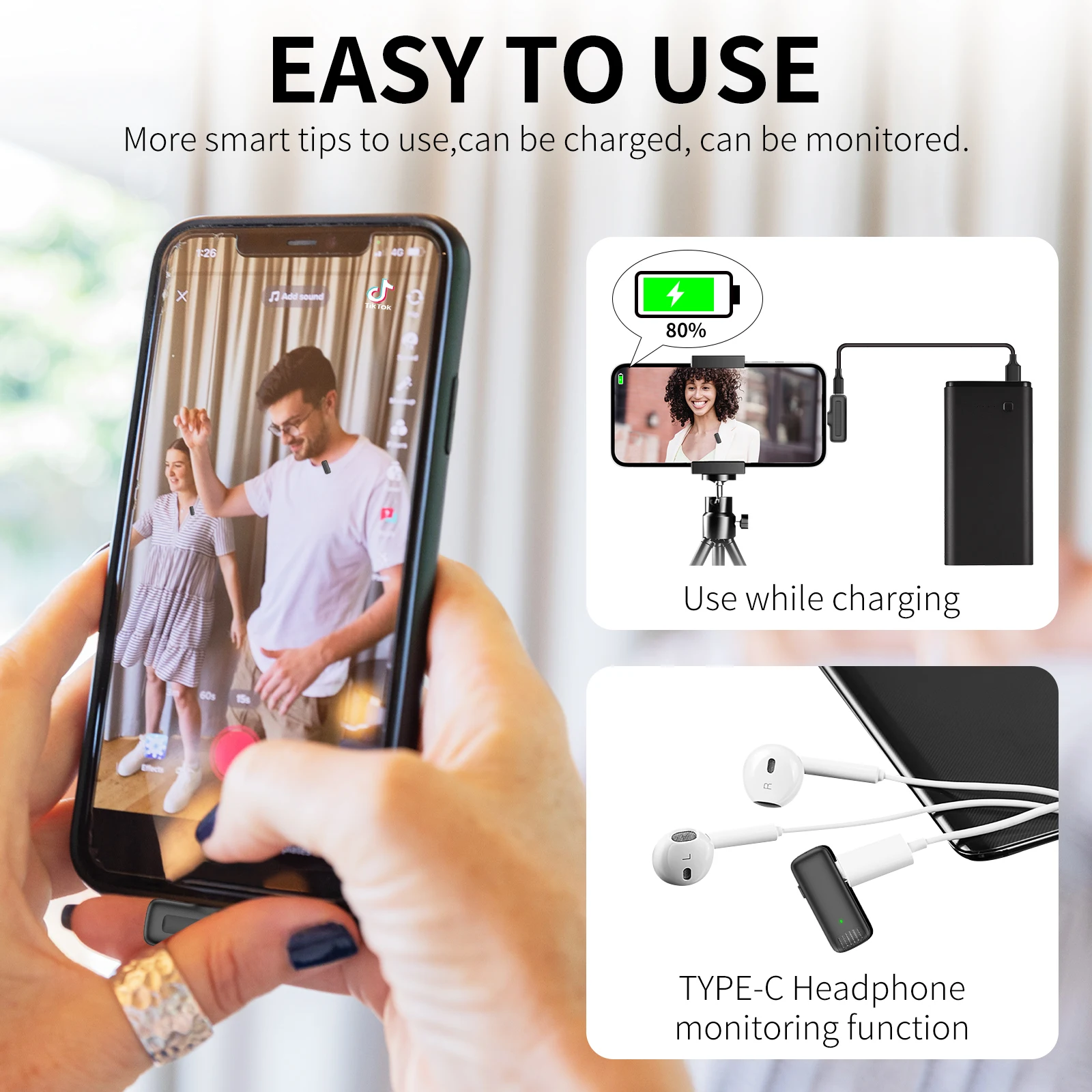 Wireless Lavalier Microphone For Iphone Ipad With Charging Case