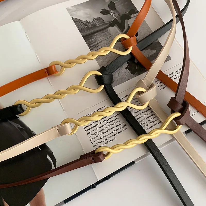 
Тонкие ремни с пряжкой из сплава для женщин, Однотонный женский пояс из искусственной кожи для платьев, женский пояс 