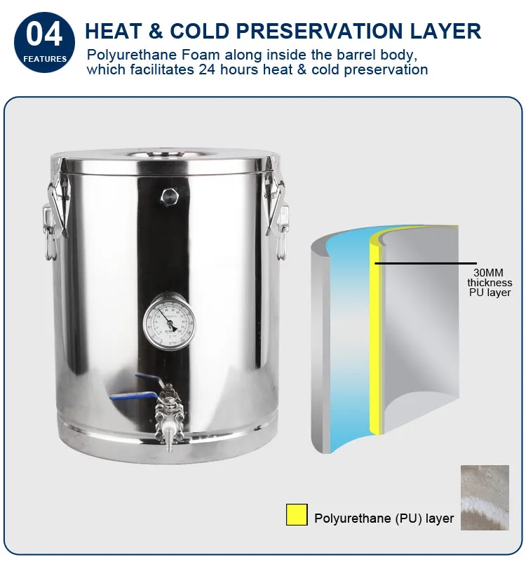 Home Brewing Pot With Thermometer Brewing Equipment Mash Tun Insulation