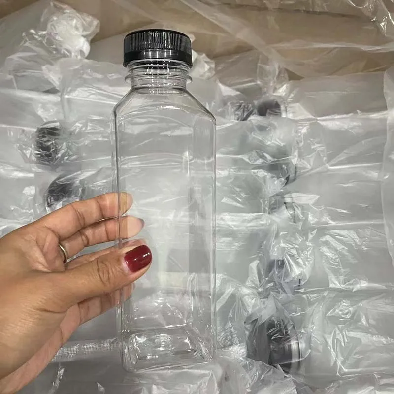 8oz 10oz 16oz Empty Reusable Juice Beverage Containers With Tamper Evident Lids Pet Clear Plastic Juice Bottles With Cap