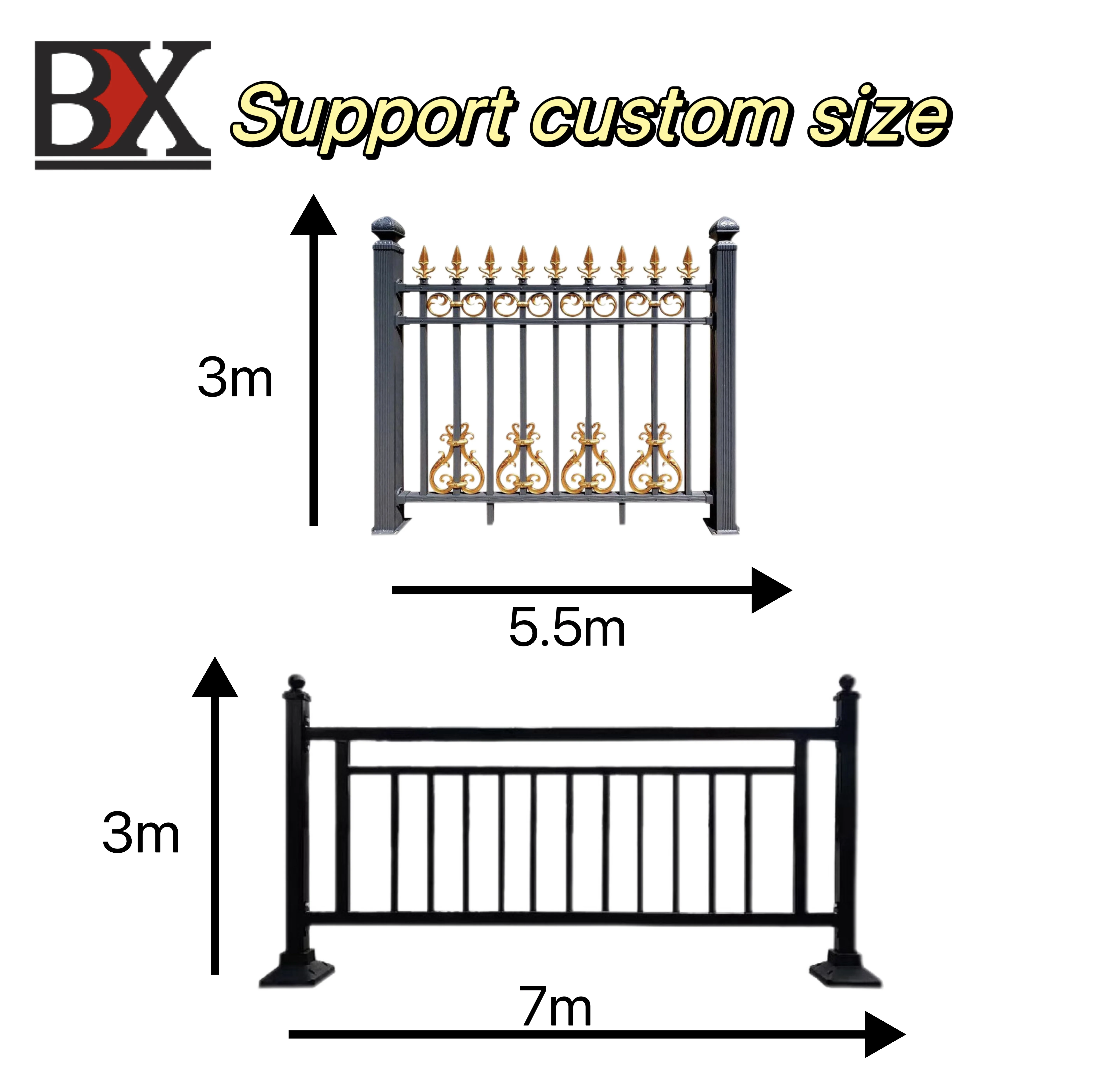 Elegant 3D Outdoor Wrought Iron Fences Trellis Garden Gates Durable for ...