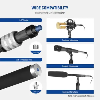 NEEWER Upgraded 300cm Telescopic Carbon Fiber Mic Microphone Boom Arm with 5 Sections detail image