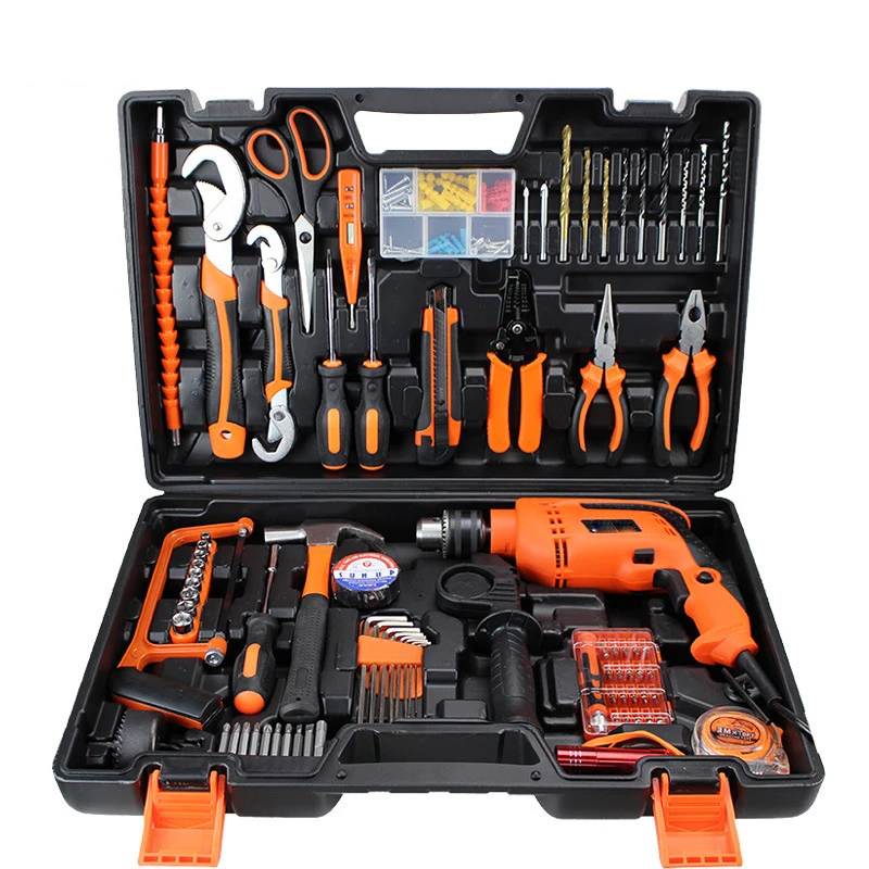Hot Sales 58PCS Home Mechanic Toolbox Lithium Cordless Drill Power Tools Set Household Power Hand Repair Tools Sets Combo Kits