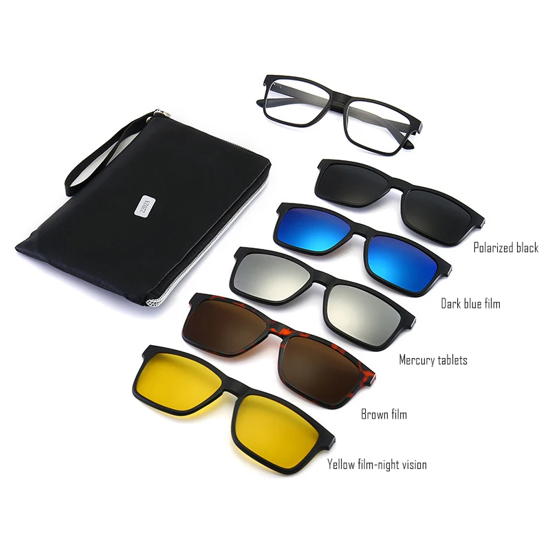 Custom Square Magnetic 6 in 1 Polarized Eyeglasses Frames