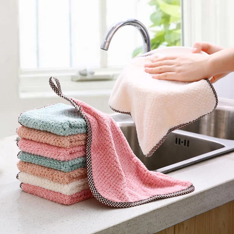 FGSAEOR Premium Dish Cloths - 12 Pack Super Absorbent Coral Fleece Kitchen Towels, Fast Drying & Reusable - View #9