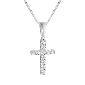 KRKC Moissanite Jewelry 925 Sterling Silver Iced Out D VVS1 Diamond Moissanite Cross Pendant necklaces for men women