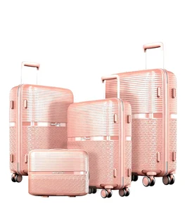 High Quality Simple Full PP Shell Luggage Sets 360 Degree Nylon Wheels 14/20/24/28 Inch Travel Suitcase Sets Durable Polyester