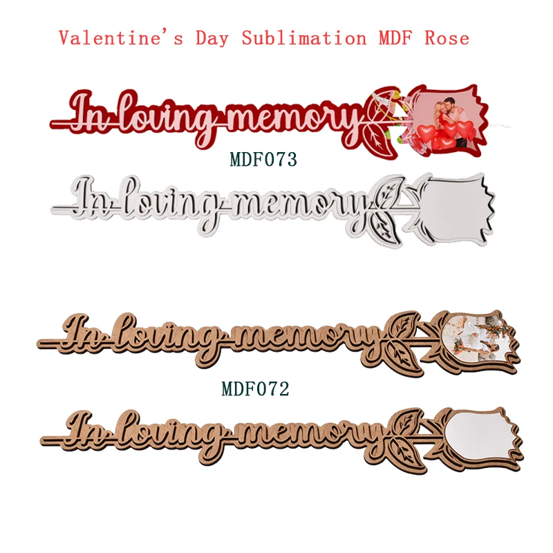 Valentines Day Two-Layer MDF Rose Set Sublimation Blanks MDF Rose