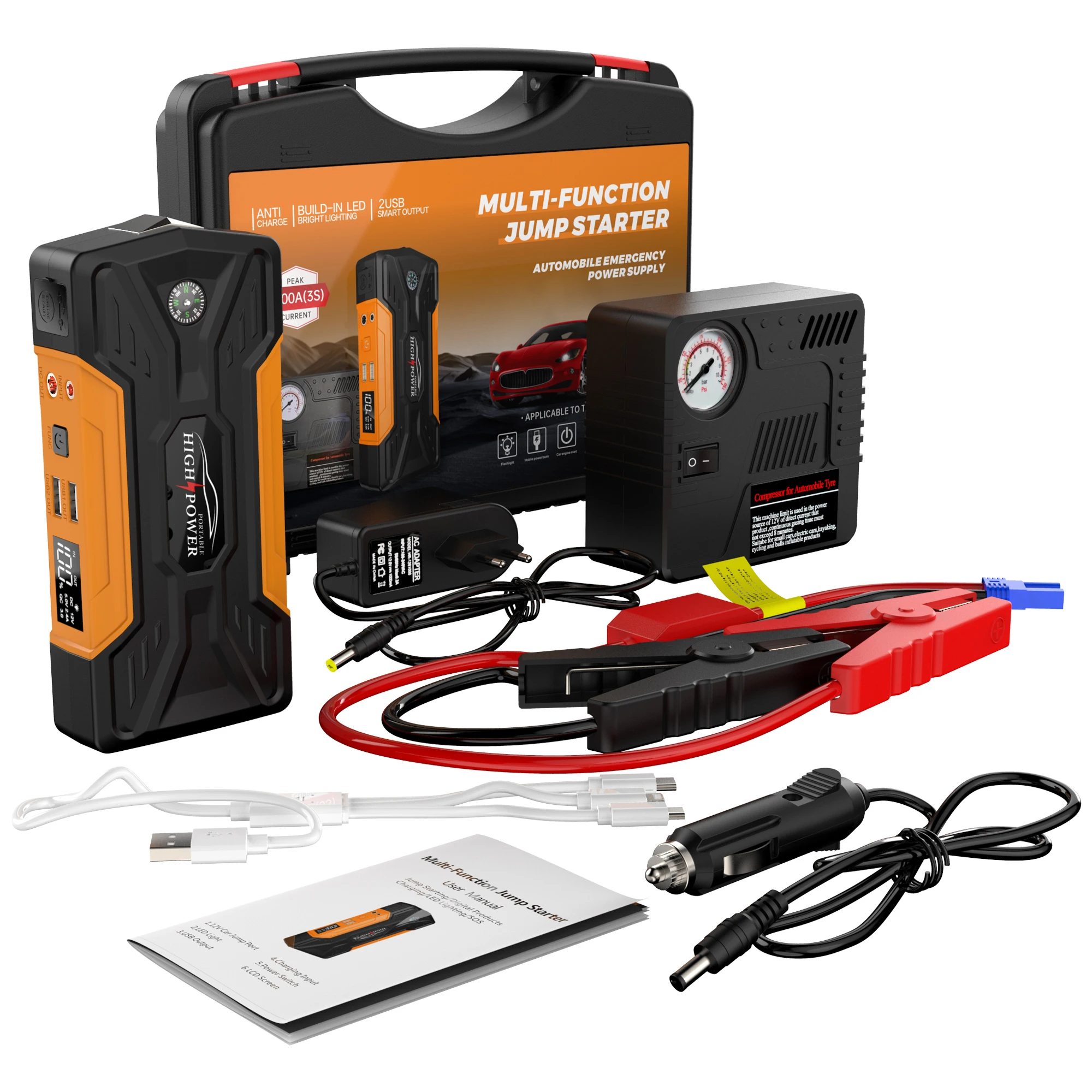 thumbnail image 2 of 99800mAh Car Jump Starter Power Bank - 1200A Peak, 12V Portable Booster Box 2 of 4