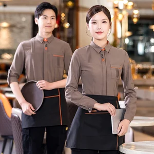 Customizable Hotel Waiter for Men Women Summer Tops for Reception Staff Short-Sleeved for Chinese Hot Pot Catering Restaurants