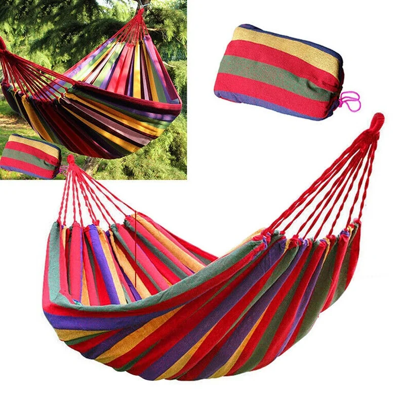 Sleeping Camping Hammock Outdoor Portable Nylon Canvas Travel Washable Swing Bed Free Storage Bag Camping & Hiking Gear Foldable