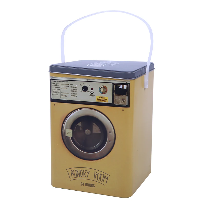 Popular Customize Square Tin Box for Washing Powder Detergent Empty Tin Box Container With Plastic Handle Custom Tin Can