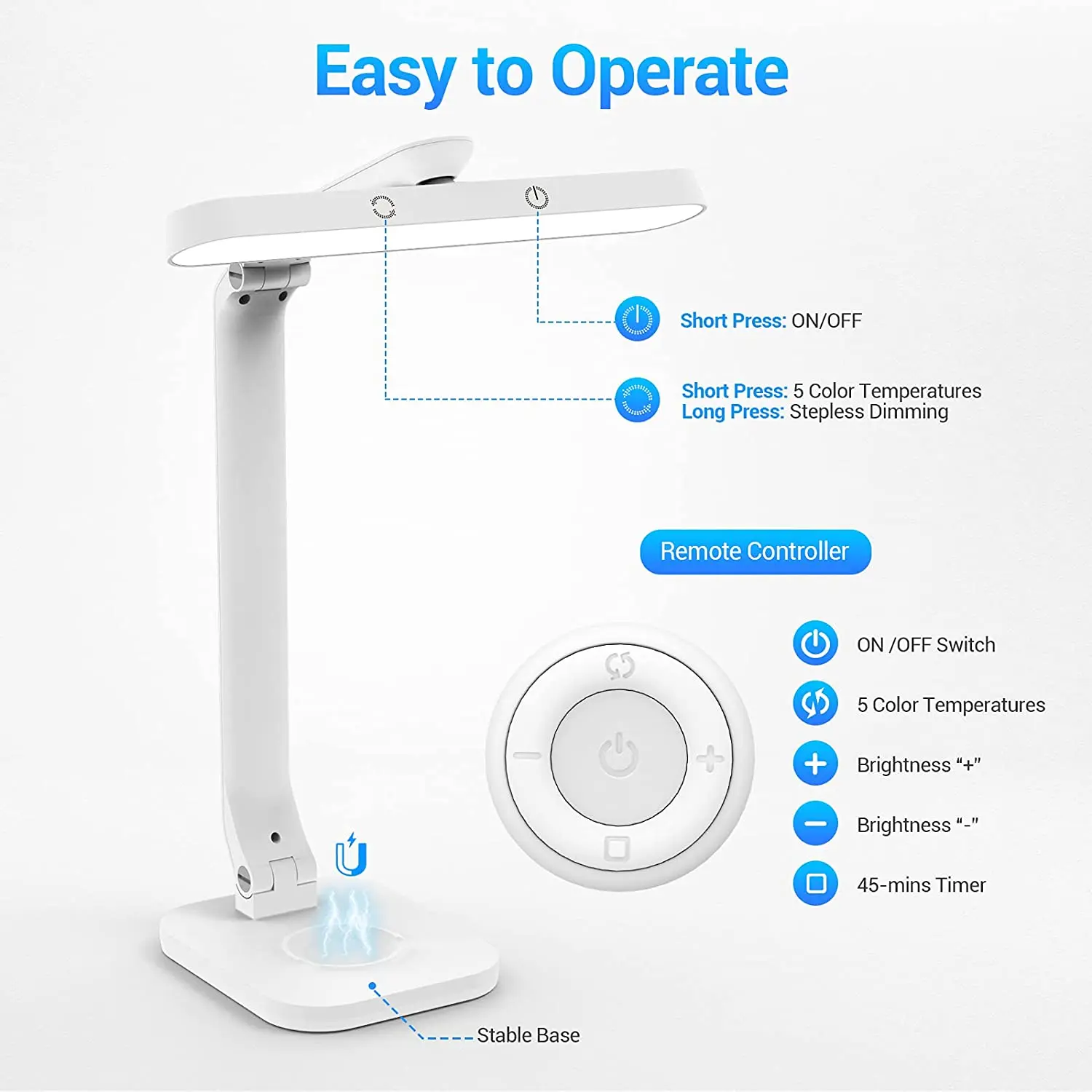 product led folding desk lamp with remote control touch control dimmable usb rechargeable eye protection office lamp reading desk lamp-42