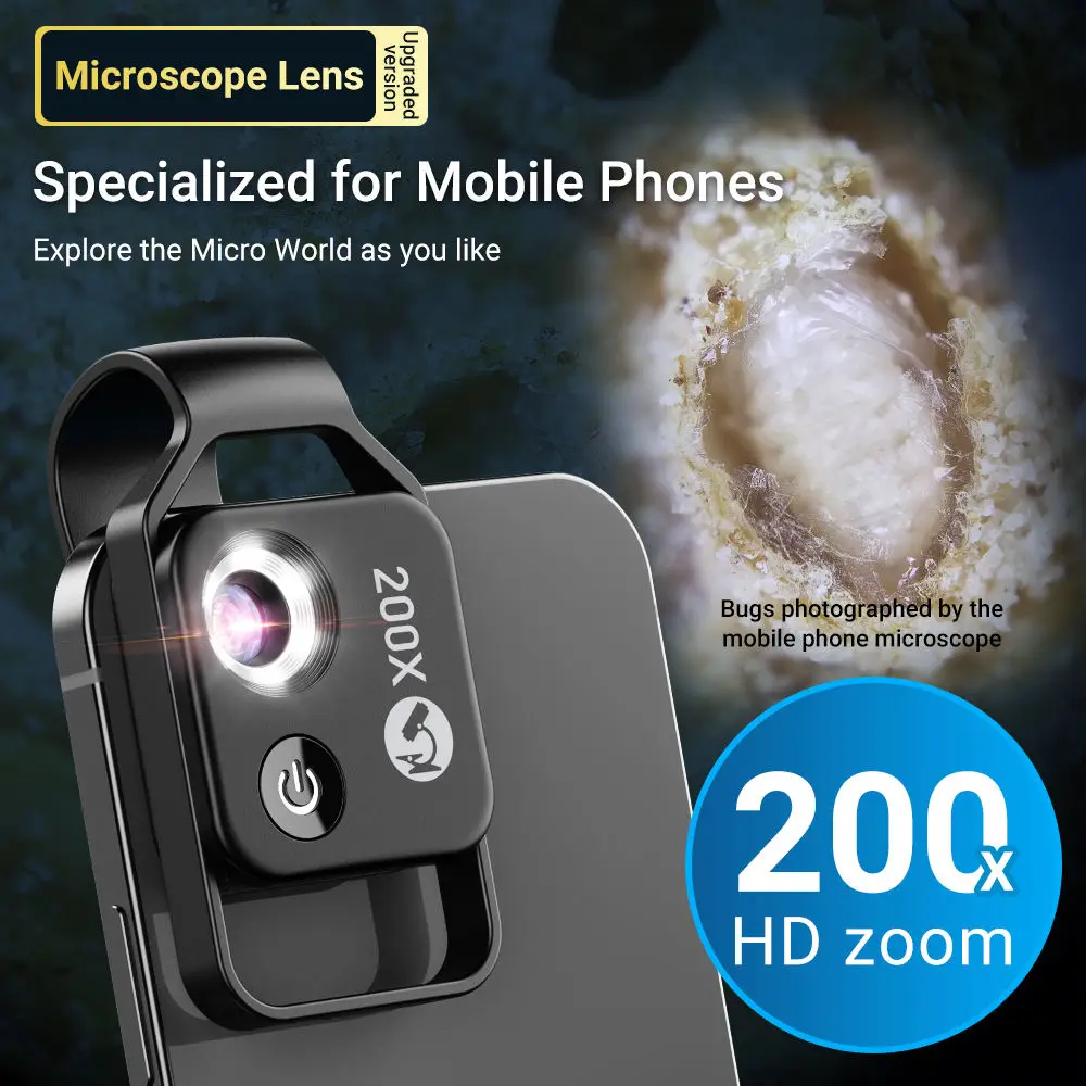 200X Magnification Microscope Lens for Phone Camera Lens Portable Phone Mobile Macro Lens