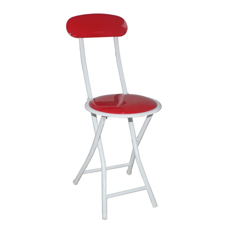 DRW Sgabello Pieghevole Rosso - Sedile In PVC Imbottito, Struttura Metallo, 30x45 Cm, Chiusura Sicurezza