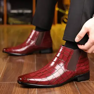 Fashion Square Toe Slip on Work Zip Boots European Mens Black Brown Green Red Chelsea Waterproof Boots Luxury Men Size 13