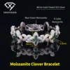 Blue Green Emerald Moissanite Clover Bracelet