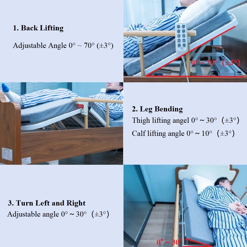 3 function home care wooden electric medical elderly patient bed-61