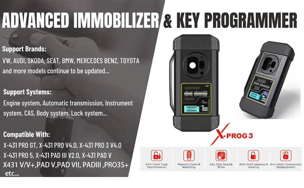 LAUNCH X431 XPROG 3+ Auto Key Programmer OBD 2 Scanner and Code Reader Diagnostic Tools at 12V Voltage
