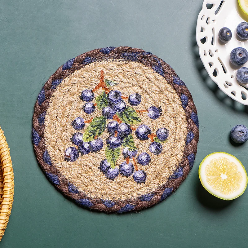 Custom Design Hnad Weave Jute Table Mat Multipurpose Table Pad Cup