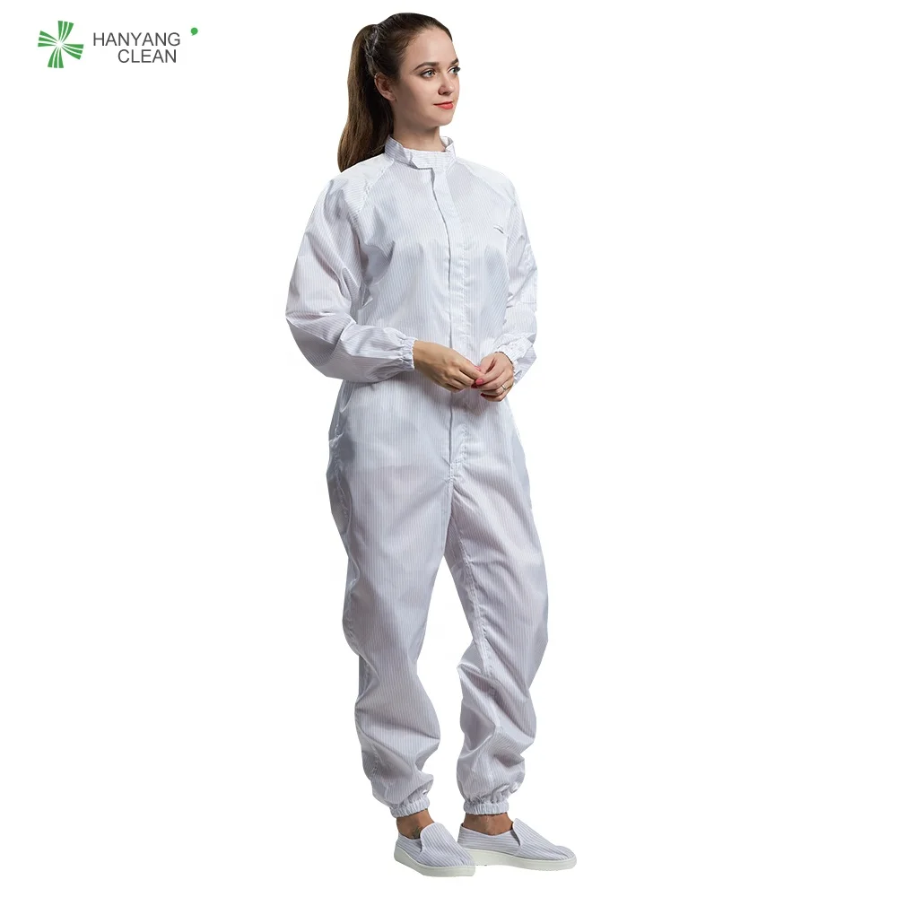 H-1108 Autoclavable Antistatic ESD Cleanroom Jumpsuit Coveralls with Caps Lint-Free Lightweight Unisex Design