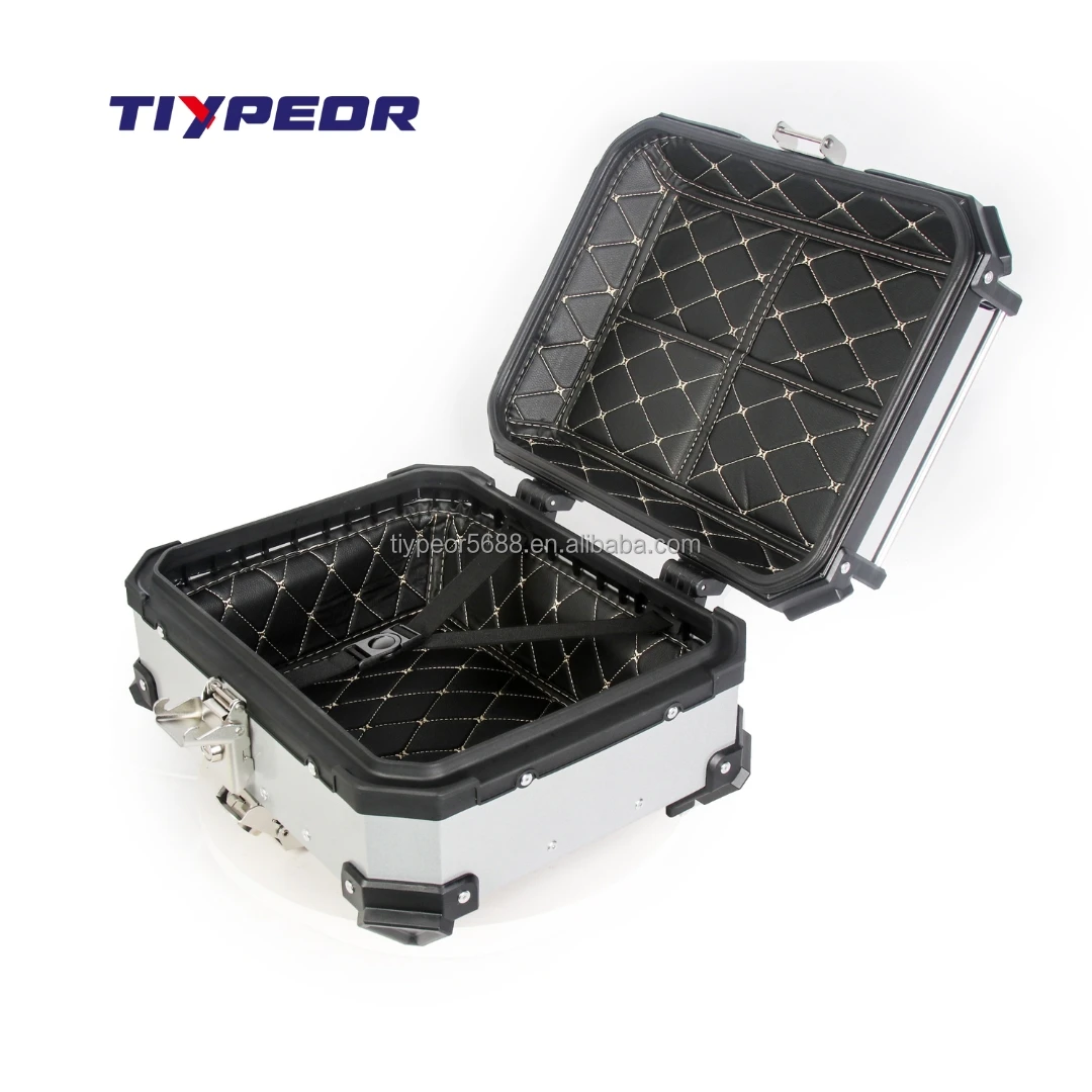 product tiypeor 28l silver aluminum motorcycle top box retrofit upgrade lightweight luggage carrier waterproof shockproof removable-2