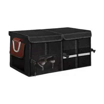 2025 New Foldable Oxford Waterproof Car Trunk Storage Organizer Box with Cooler Bag and Lid