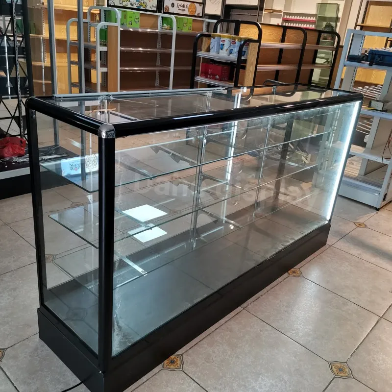 Retail Shop Furniture Lockable Glass Display Showcase With Led Light