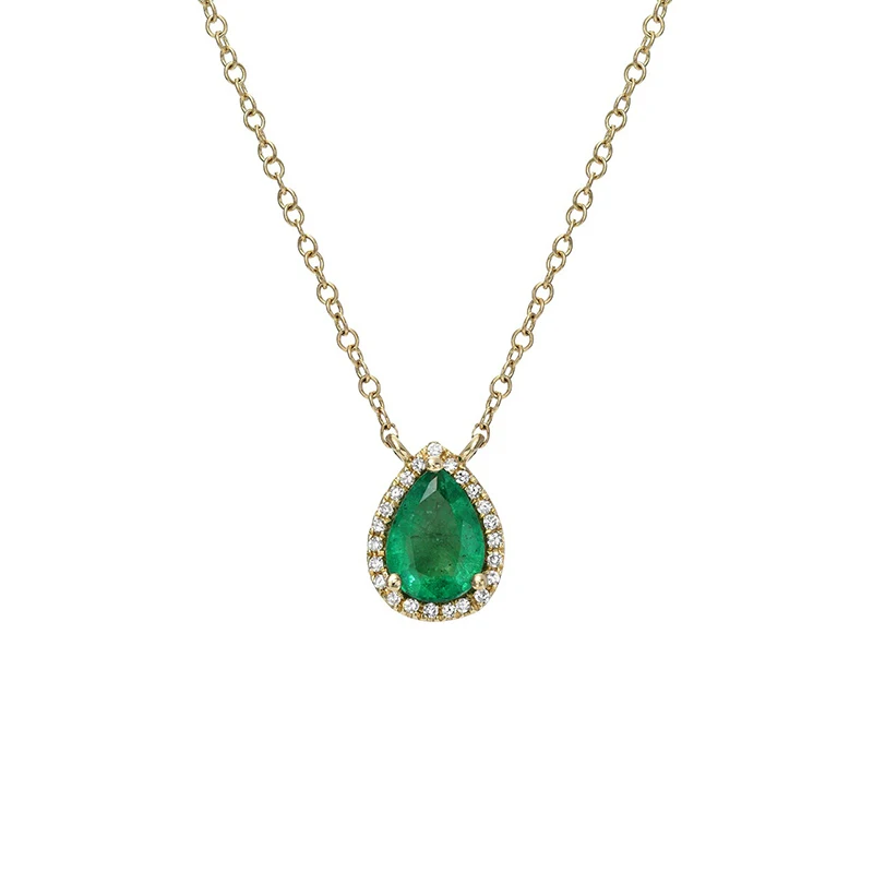 Milskye Retro Light Luxury S925 Silver Gold Plated Pear Emerald Pendant ...