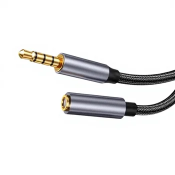 MSL FORCE Braided Earphone Extension Cable 3.5mm 4-Pole Stereo Mini Plug Compatible Microphoned Multi-Shielded 24K Gold-Plated detail image