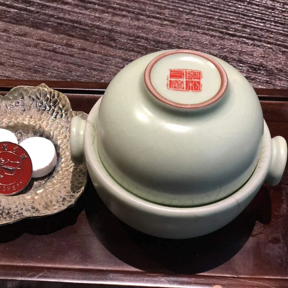 Ceramic Stackable Teapot and Cup in One Set for Travel Tea Set With Gift Bag Packing