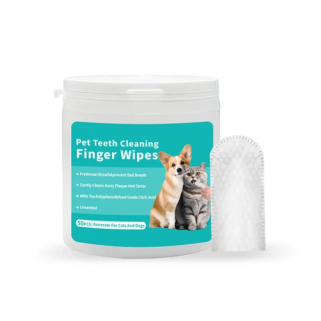 High Quality Disposable Finger Toothbrush Set for Dogs Cats Strictly Selected Cross-Border Export Wet Wipes for Pet Cleaning