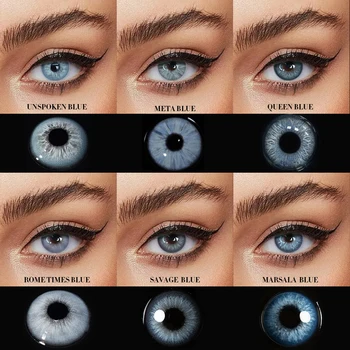 Natural Color Contact Lenses Blue Soft Contact Lens Prescription Power From 0 to 8.00 Colored Contacts for Eye Makeup Yearly Use