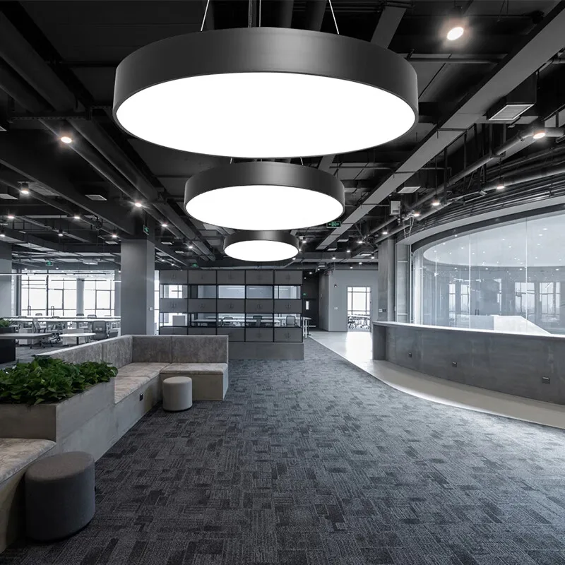Creative Shaped Iron PMMA Hexagonal Pendant Light 6000K Color Temperature for Office Gym Internet Cafe Mall Industrial Lighting