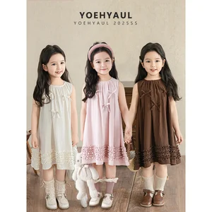 YOEHYAUL X5175 Factory Custom Logo Sleeveless Toddler Dresses Girls Plain Baby Girl Summer Dress for Children