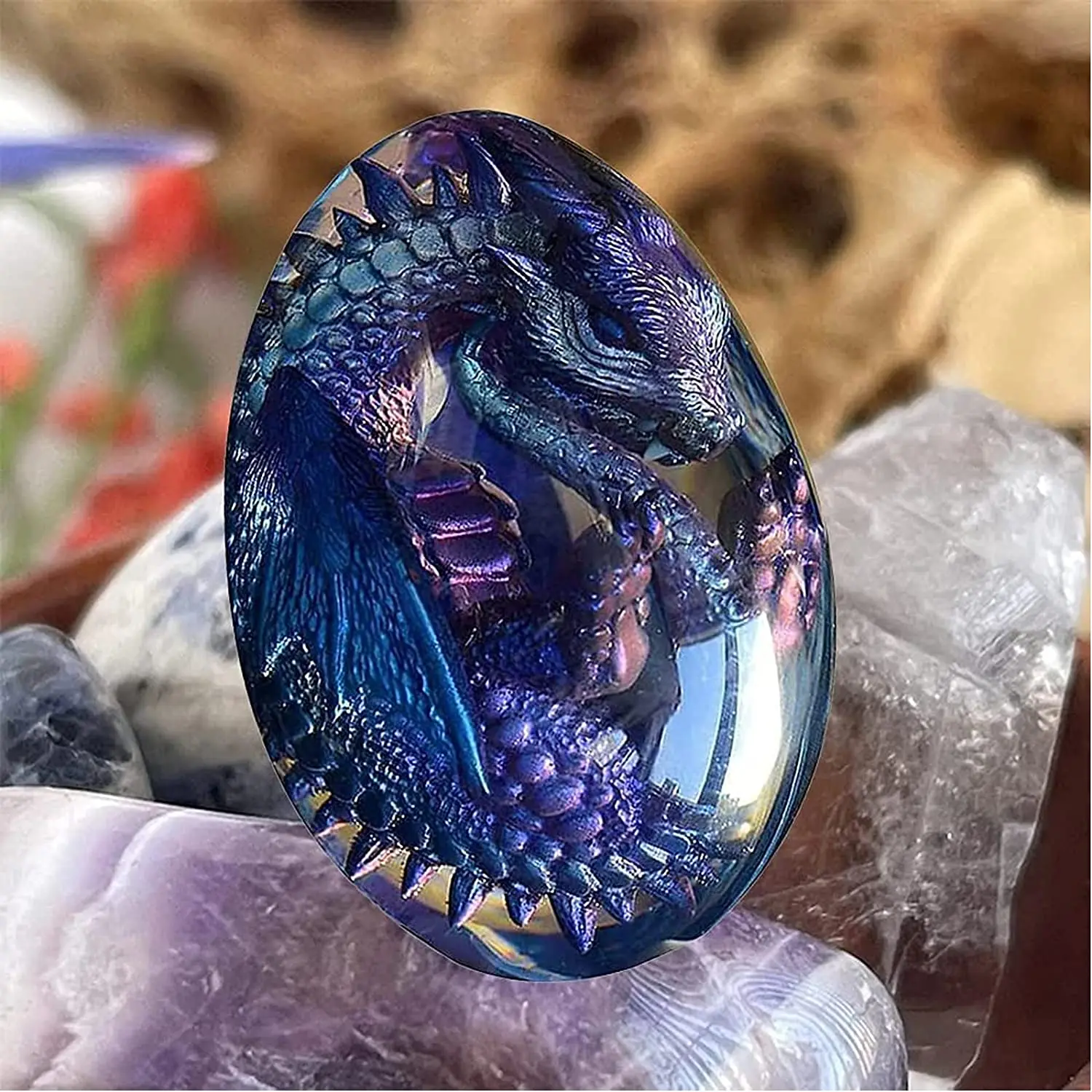 Dinosaur Egg Resin Sculpture Crystal Lava Dragon Egg Souvenir Decoration Gift US 