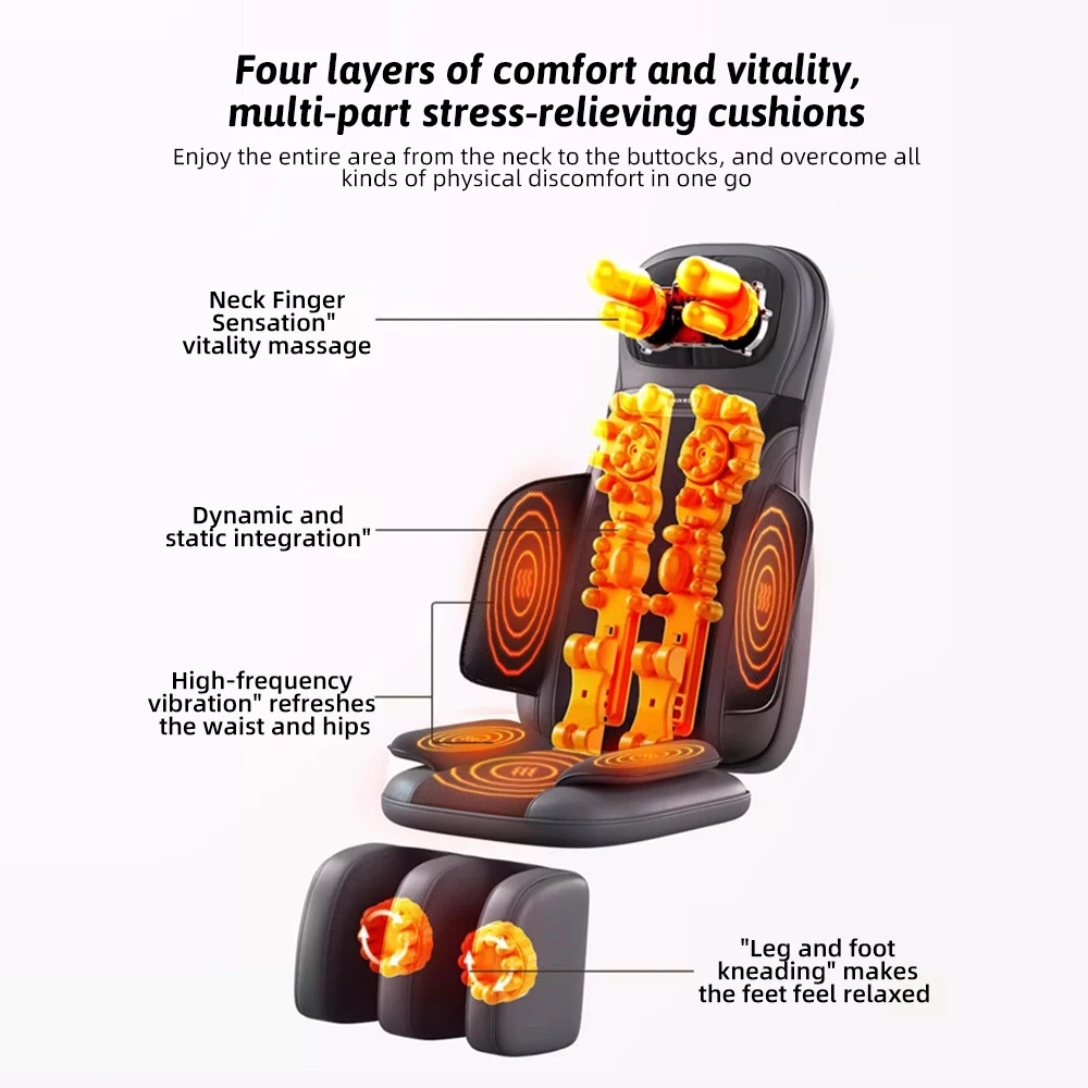 2025 Shiatsu Electric Vibration Neck Massager with Heat & Air Pressure  Folding Back Massage Mattress Mat for Body Application