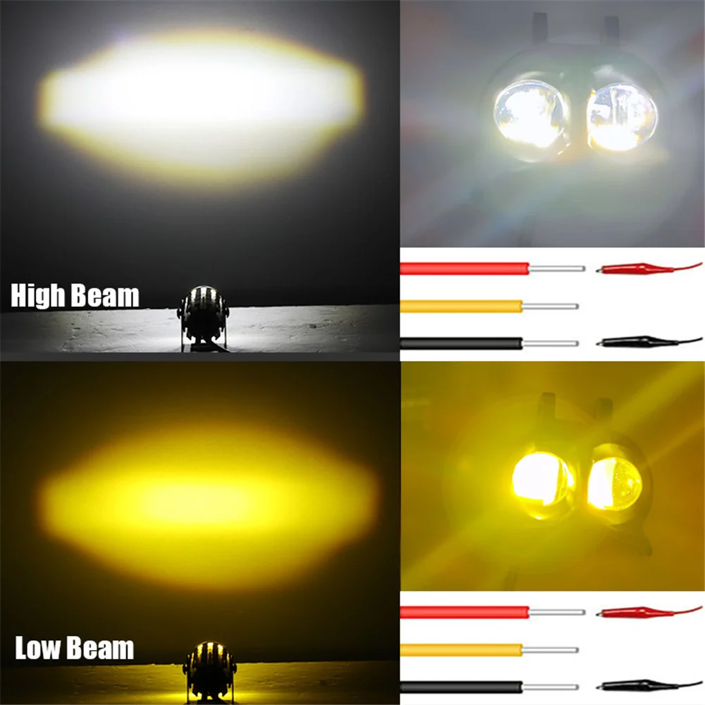 Dual Color LED Headlight with Owl Design Auxiliary Spotlight Lamp Accessories for Motorcycle ATV Scooter Car Fog Light Systems