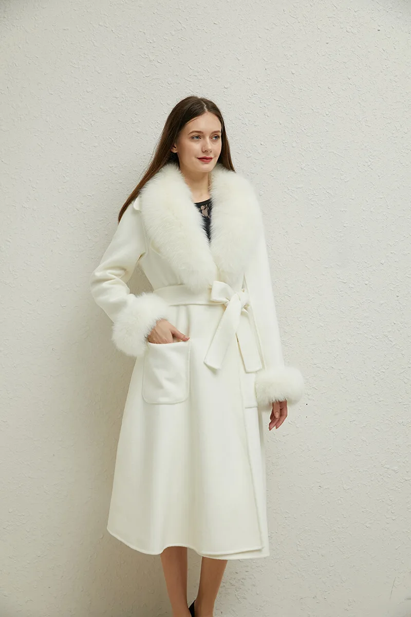 2021 Cashmere Coat with Fox Fur Custom Fashion Women's Trench - Main Image