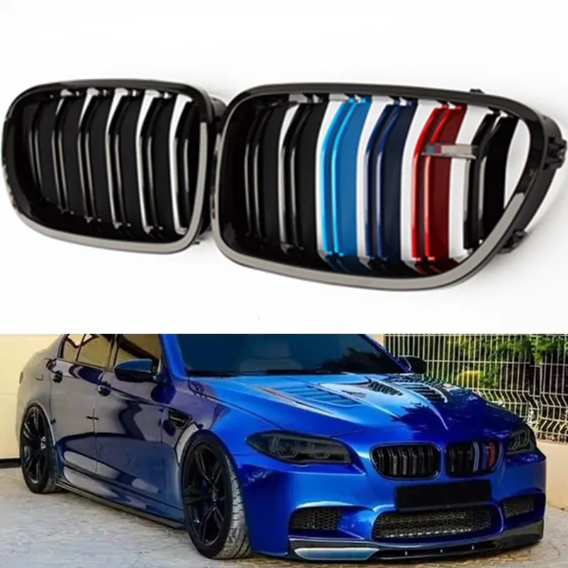For BMW 5 Series F10 F18 Front Bumper Grill Grille Double Slat Tricolor 10-16
