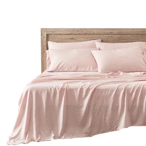 Amazon Hot Sell Solid Bedsheet Set Like Cotton 4pcs for All Season