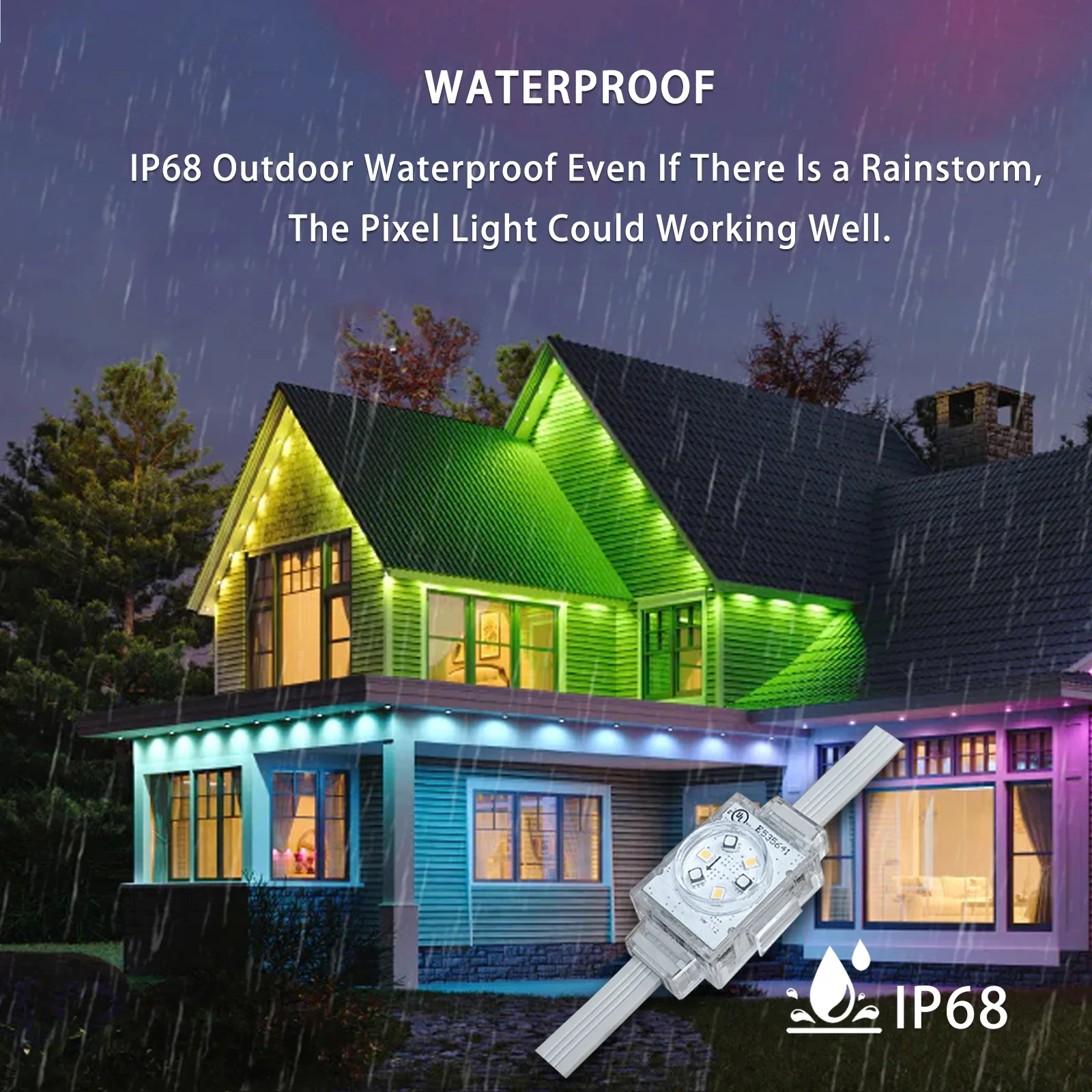 HRSYT UL CUL DC48V Waterproof IP68 Christmas Holiday Lights for House RGB RGBW LED Pixel Point Lights Outdoor Light Permanent