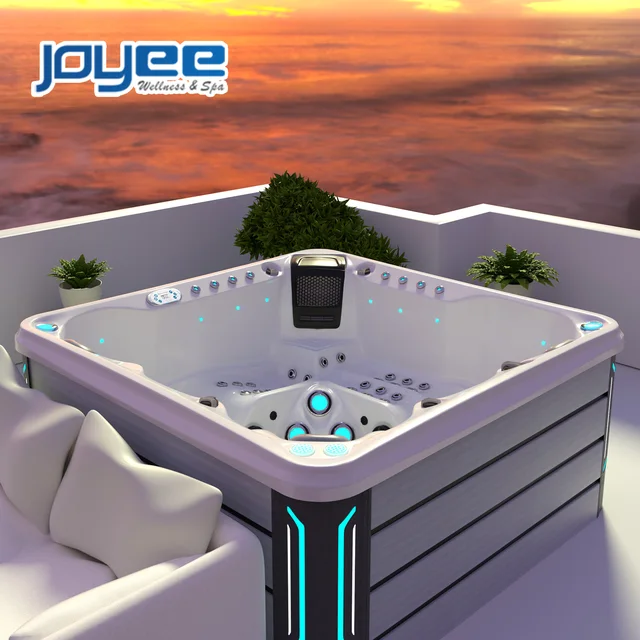 JOYEE New Europe Design Garden Deep Bath Acrylic Balboa Deluxe Massage Hot Tub 5 Person Outdoor Swim Spa with BT Music