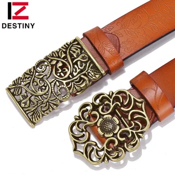 Factory Embossing Famous Designer Genuine Leather Fashion Brand ladies girls Womens Dress Belts