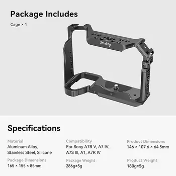 Smallrig Full Camera Cage for Sony Alpha7rV / Alpha7 IV / A7rIV / Alpha7SIII / Alpha 1 -3667b detail image